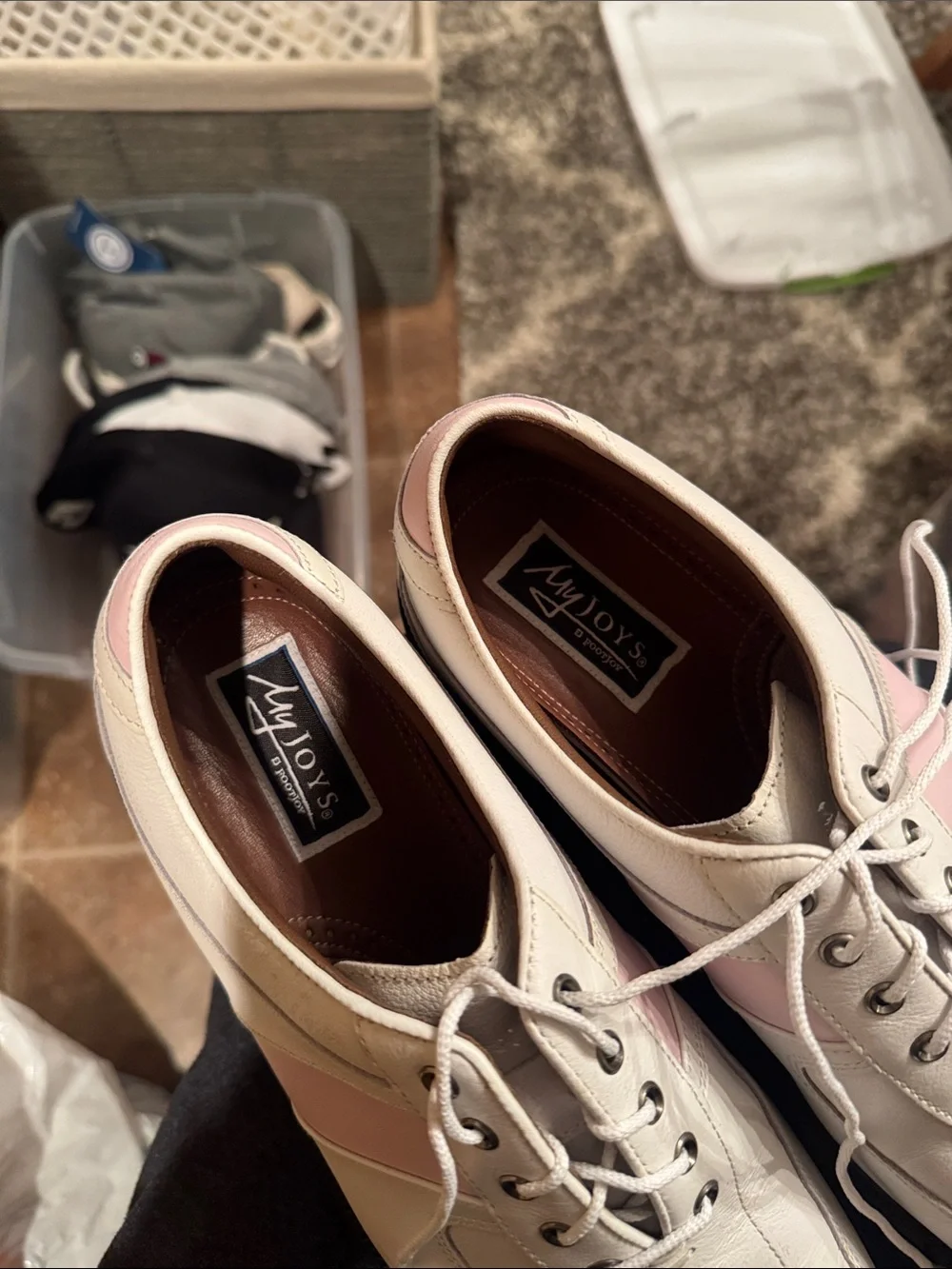 FootJoy White and Pink Leather Lace-Up Oxfords